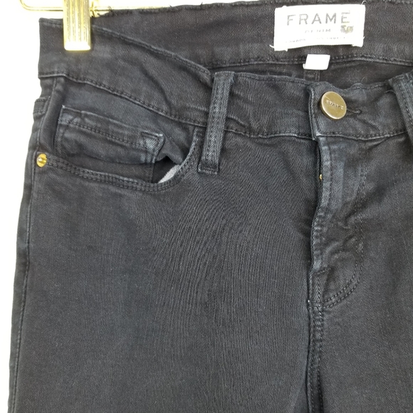 FRAME Denim Faded Black Le Skinny De Jeanne Jean Sz 26 - Picture 5 of 13